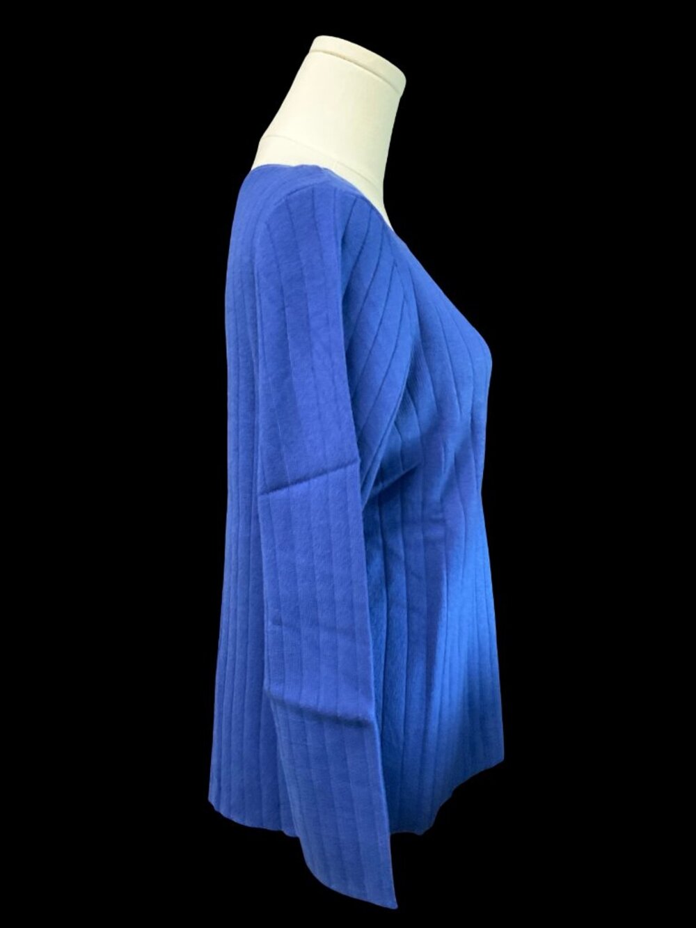 Blue Ribbed Knit Sweater - Picture 2 of 4